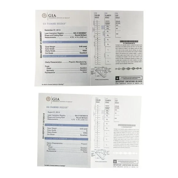 Blue Nile Diamond Stud Earring in 14K White Gold GIA Certified E VVS2 0.80 CTW - Picture 4 of 4